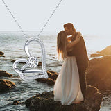 925 Sterling Silver Cubic Zirconia Heart Necklaces - “You are The Only One” Forever Lover Heart Pendant for Women