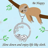 Sloth Necklace, Sloths Cute Animal Pendant Necklaces for Women Girls Girlfriend Mom Daughter Sloth Gifts with Gift Box for Mothers Day Valentines Day Birthday Anniversary “Don't Hurry Be Happy”