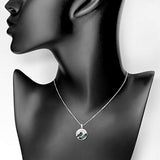 925 Sterling Silver Abalone Shell Ocean Wave Pendant Necklace, 18