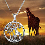 925 Sterling Silver Giraffe Necklace Pendants Tree of Life Necklace Forever Love Family Necklace Gift for Women