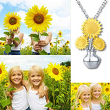 S925 Sterling Silve Sunflower Vase Necklace for Women