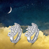 Moon and Stars Earrings, S925 Sterling Silver Cubic Zirconia Crescent Moon Earrings for Mothers Day Gifts