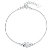 925 Sterling Silver Heart Charm Bracelet Setting Cubic Zirconia CZ Jewelry For Women