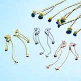 925 Sterling Silver Dangle Earring Ball and Diamond Chain Drop Earrings for Women