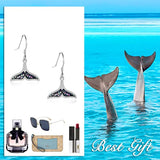 Mermaid Dangle Earrings for Women, 925 Sterling Silver Whale’s Tail Drop Earring Abalone Shell Jewelry for Girlfriend Daughter