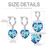 Sterling Silver Heart Love Knot Dangle Drop Earrings for Women with Swarovski Crystals
