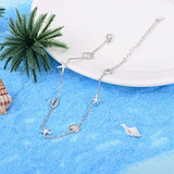 925 Sterling Silver Beach Conch Anklet Adjustable Starfish Bracelet Jewelry For Women