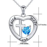 925 Sterling Silver Faith Hope Love Heart Cross Pendant Necklace for Women Girlfriend Daughter Mother