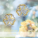 Sterling Silver Blooming Flowers Stud Earrings Crystals For Women