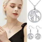 Giraffe Drop Earrings S925 Sterling Silver Animal  Earrings Tree of Life Jewelry Gifts for Women