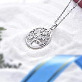 925 Sterling Silver Cubic Zirconia Tree of Life Family Pendant Necklace