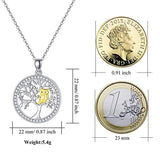 Family Tree of Life with Owl Sterling Silver Pendant Necklace with 18K Gold Plated and Cubic Zirconia Jewelry Gift for Women 18 Inch with Gift Box