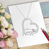 S925 Sterling Silver Sloth Necklace CZ Heart  Animal Pendant Necklaces Jewelry Gifts for Women