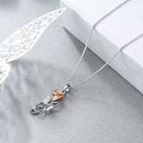 Sterling Silver Rose Flower Necklace Rose Gold I Love You Forever Rose Heart Jewelry Gifts for Women Her