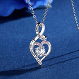 Heart Sterling Silver Necklace for Women CZ Heart Pendant I Love You to The Moon and Back Necklaces, Birthday Christmas Gifts for Girlfriend Wife - 18