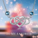 Infinity Heart Necklace for Women 925 Sterling Silver Endless Love Pendant Necklace with Crystals
