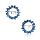 Cubic Zirconia CZ Round Halo Earrings Jackets For Studs 925 Sterling Silver For Women Jacket