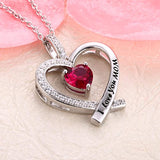 925 Sterling Silver Forever Love to Heart Pendant Necklace for Her Women CZ Halo Gemstone Jewellery Gifts 18