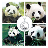 Circle Panda Necklace  for Mother's Day 925 Sterling Silver Cute CZ Circle Panda Pendant for Women  Panda Lover