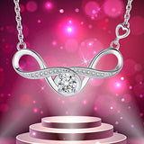 Infinity Double Pendant Necklace S925 Sterling Silver Forever Love”Christmas Jewelry Gifts for Women Girls