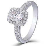 14K Gold Cushion Cut Tinted Halo Moissanite Engagement Ring