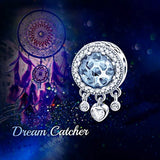 Dream Catcher Charms 925 Sterling Silver Feathers Tassel Charm Bead with Cubic zircon For Women