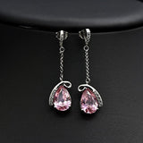Sterling Silver Teardrop Birthstone Crystal Dangles Earrings for Women/Girls