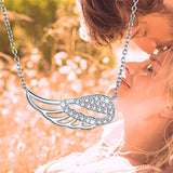 Silver Necklace for Women CZ wing of angel Dainty  Pendant Necklace Adjustable Gift for Valentine's Day or Anniversary