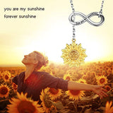 Sunflower Infinity Y-Pendant Necklace for Women - 925 Sterling Silver You are My Sunshine Jewelry Gift for Mother Daughter Girlfriend