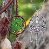 Dream Catcher Necklace for Women 925 Sterling Silver Lock Padlock Pendant Necklace with Feather Jewelry