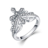 925 Sterling Silver Cubic Zirconia Cross Crown Promise Ring