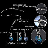 925 Sterling Silver CZ Figure 8 Infinity Love Heart Pendant Necklace Earrings Set Adorned with Crystals