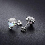 S925 Sterling Silver Opal acorn Stud Earrings  for Women
