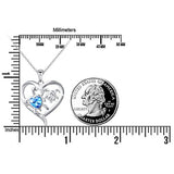 Sterling Silver Mom and Baby Turtle Necklace Cubic Zirconia Heart Pendant Turtle Jewelry for Women