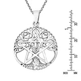 Tree of Life with Pentagram 925 Sterling Silver Pendant Necklace