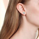 925 Sterling Silver Opal Cat Stud Earrings Cute Cat with Natural Stone Hypoallergenic Earrings