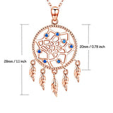 Native American Jewelry 925 Sterling Silver Dream Catcher Necklace，Feather Dream Catcher Necklace for Women