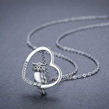 Owl Necklaces for Women 925 Sterling Silver Animal Necklaces Owl Bird Heart Pendant Necklace Owl Jewelry for Mom Owls Gifts for Women