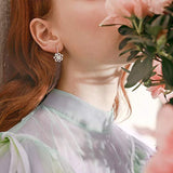 Daisy dangle Earrings Sterling Silver Filigree Flower Leverback Dangle Earrings for Women Girls