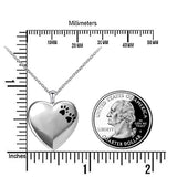 S925 Sterling Silver Keepsake Memorial Heart Paw Urn Jewelry Necklace