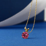 14K Gold Pink Tourmaline Pendant Necklace For Women