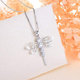 Dragonfly S925 Sterling Silver Elegant Cute Animal Pendant Necklace for Women Teen Girl 18