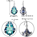 925 Sterling Silver CZ Bermuda Blue Hook Dangle Earrings Adorned with crystals