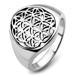 925 Sterling Silver Open Filigree Flower Egg Seed of Life Ancient Symbol Round Band Ring