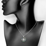 925 Sterling Silver Abalone Shell Compass Follow Your Dreams Pendant Necklace, 18