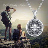 Compass Locket Necklace for Women,925 Oxidized Silver Lockets Necklace That Holds Pictures Memorial Photo Necklace Mothers Day Graduation Jewelry Gifts for Sister Best Friends