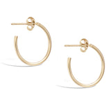 Gold Plated Sterling Silver small  Dainty Thin Tube Oval Half Open Post Hoop Earrings Jewelry Gift for Women Girls