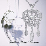 Dream Catcher Dangling Feather Necklaces for Women Inspirational Thanksgiving Christmas Gift - 18inch Chain