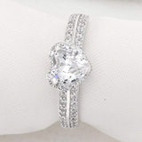 925 Sterling Silver Love Heart Cut CZ Wedding Engagement Ring Clear