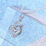 925 Sterling Silver soul sister forever friend Cubic Zirconia Love Heart Necklace for Women